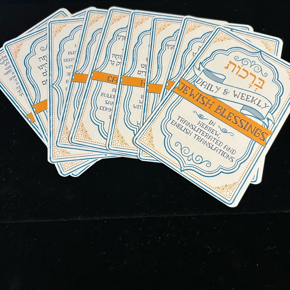 Jewish Blessings Cards with Blue and Orange Accents